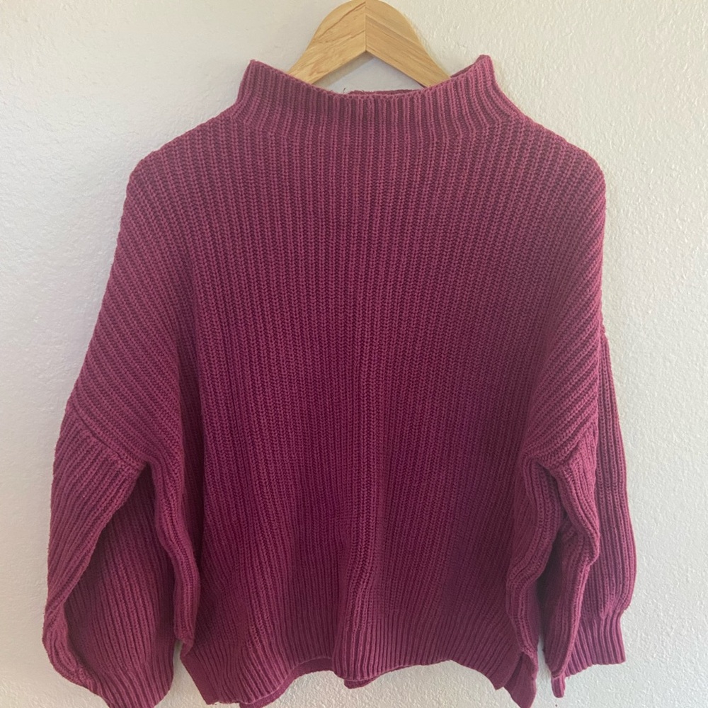 cupcakes & cashmere Cowl Neck Sweater - Deep Berry